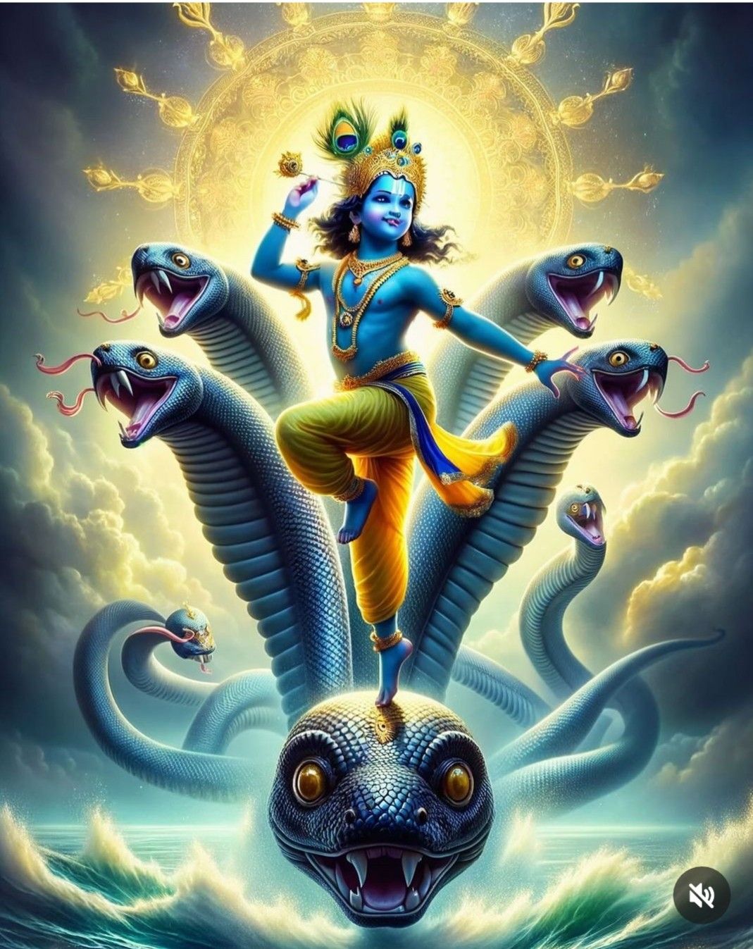 Krishna dancing atop Sheshnag