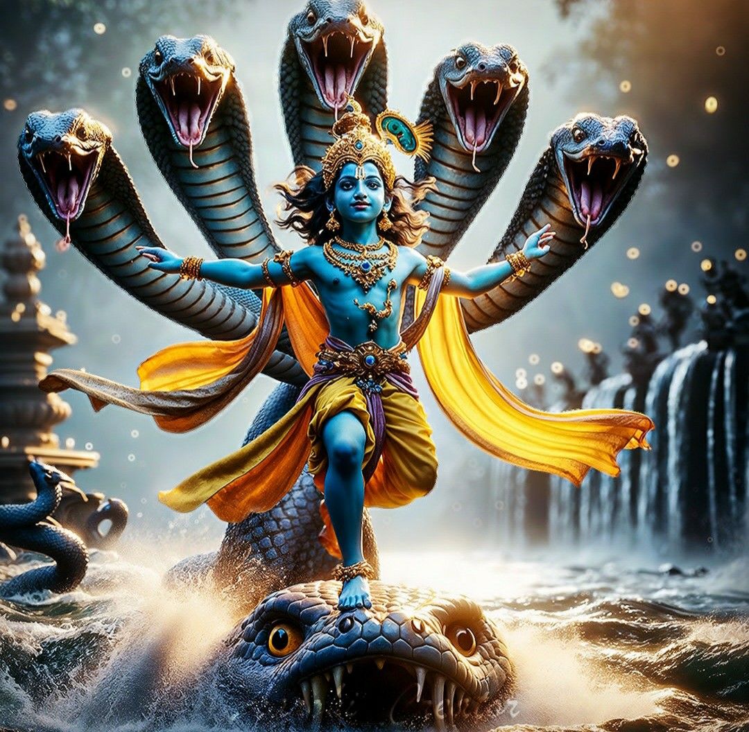 Krishna dancing on Sheshnag serpent