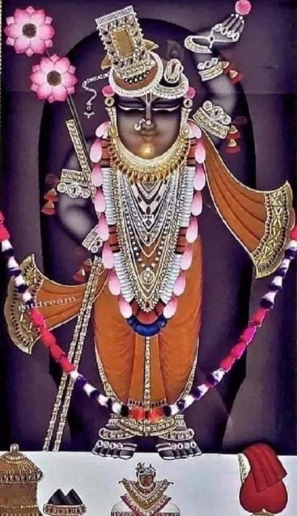 Adorned Krishna radiating divine beauty