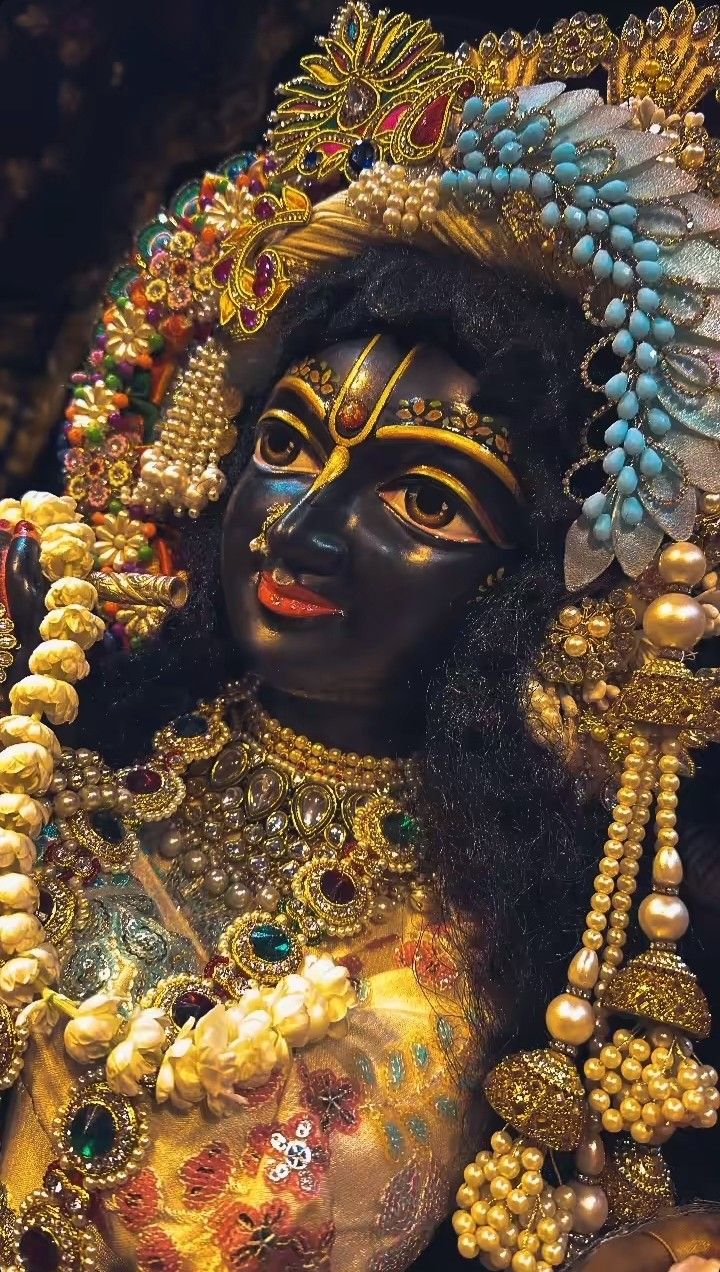 Lord Krishna portrait with peacock feather