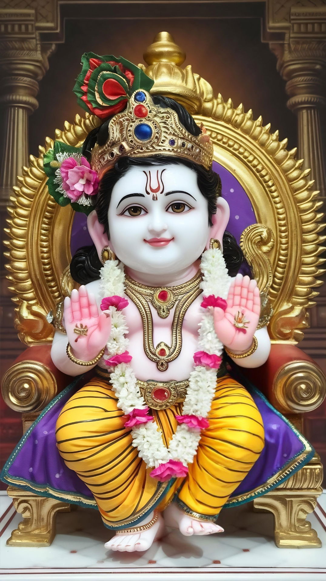 Adorable Bal Krishna with peacock feather