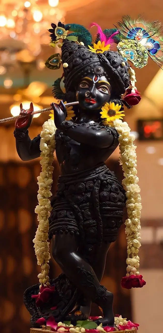 Krishna with flute and peacock feather