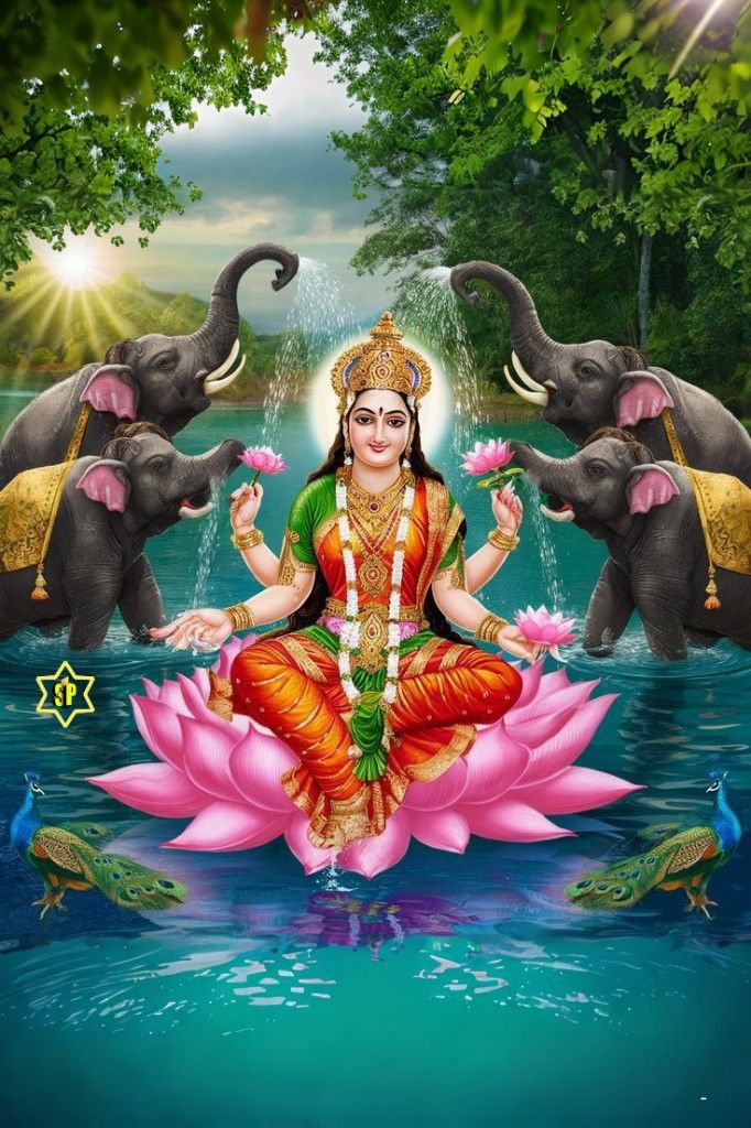 Lakshmi Maa on a lotus flower