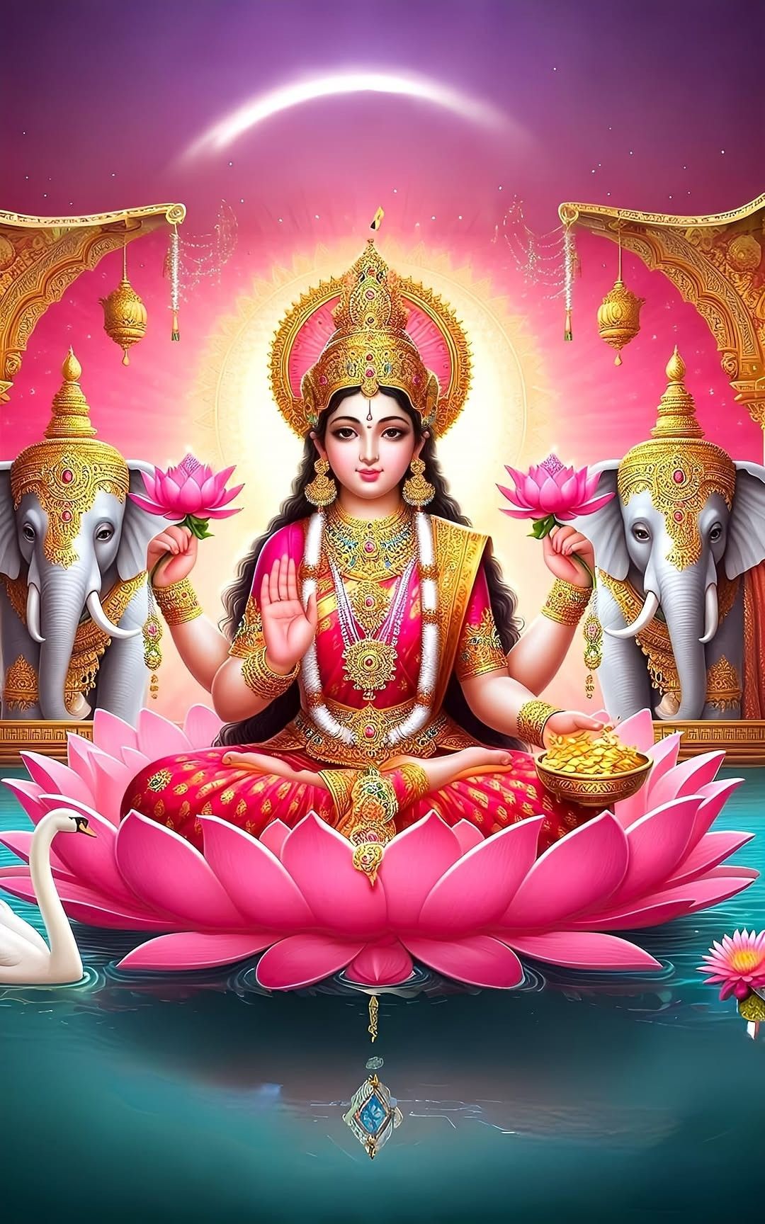 Lakshmi Maa on a pink lotus flower