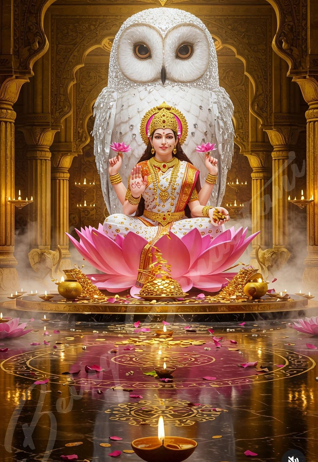 Lakshmi Maa seated on a lotus