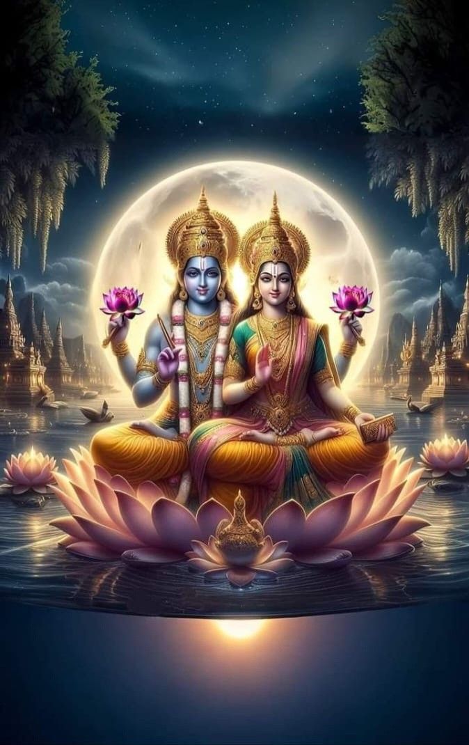 Lakshmi and Vishnu on a lotus