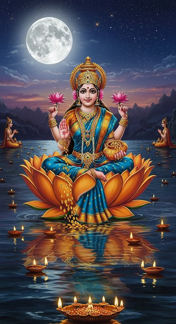 Lakshmi Maa seated on lotus flower