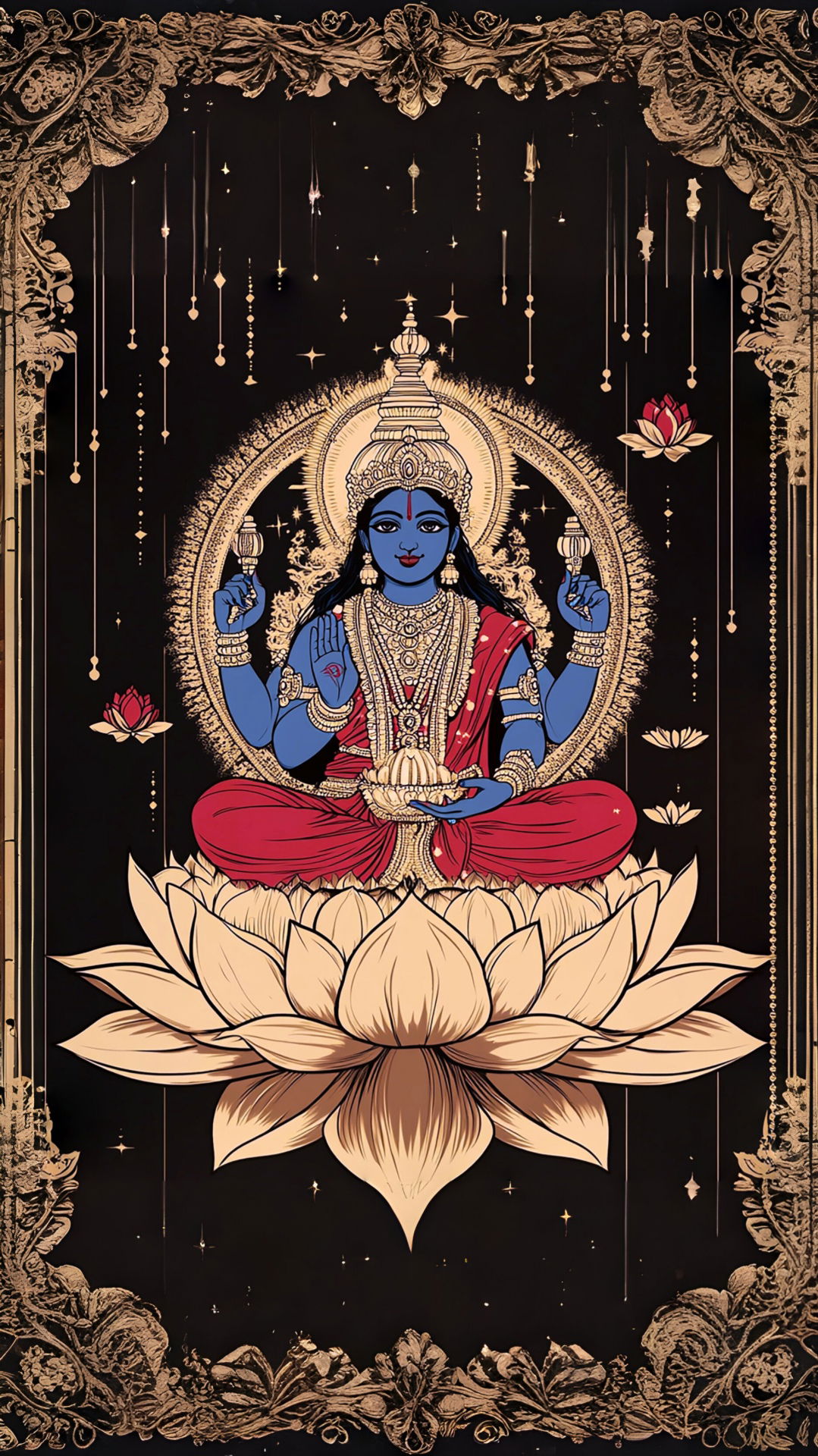 Lakshmi Maa seated on a lotus