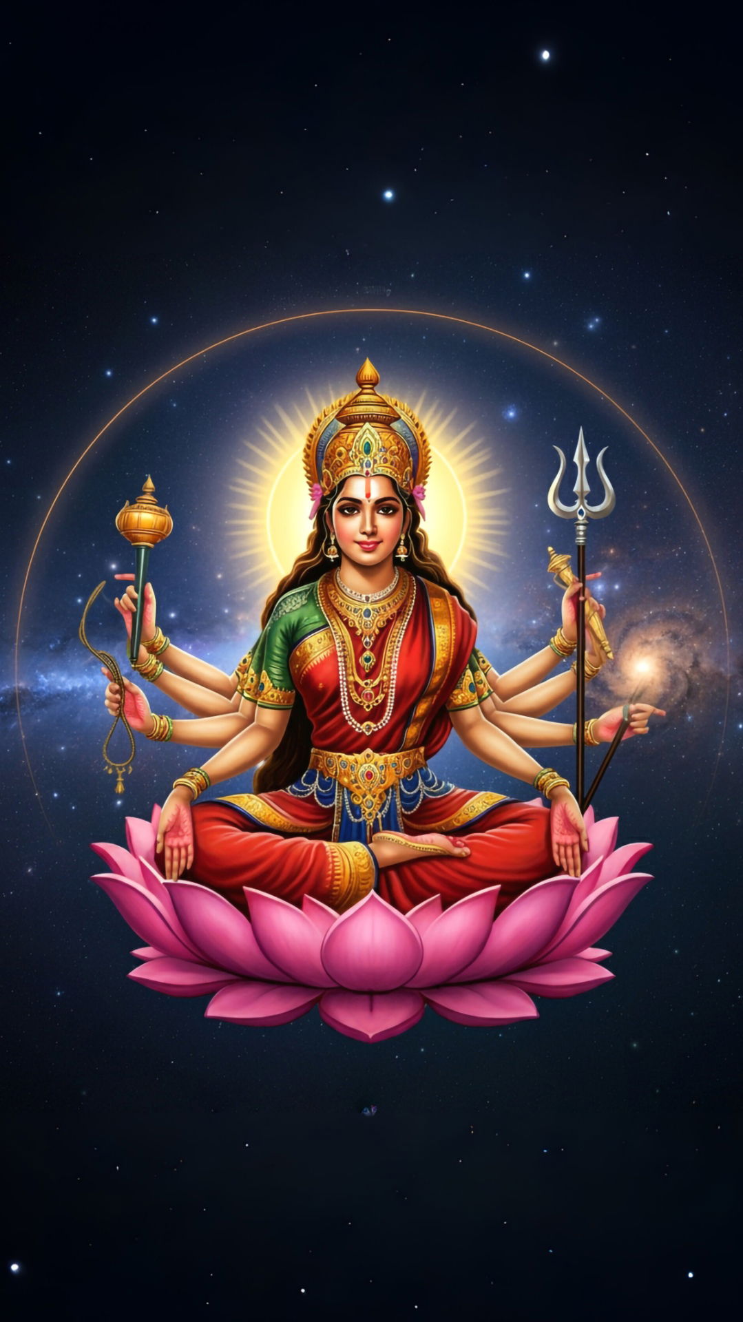 Lakshmi Maa seated on a lotus flower