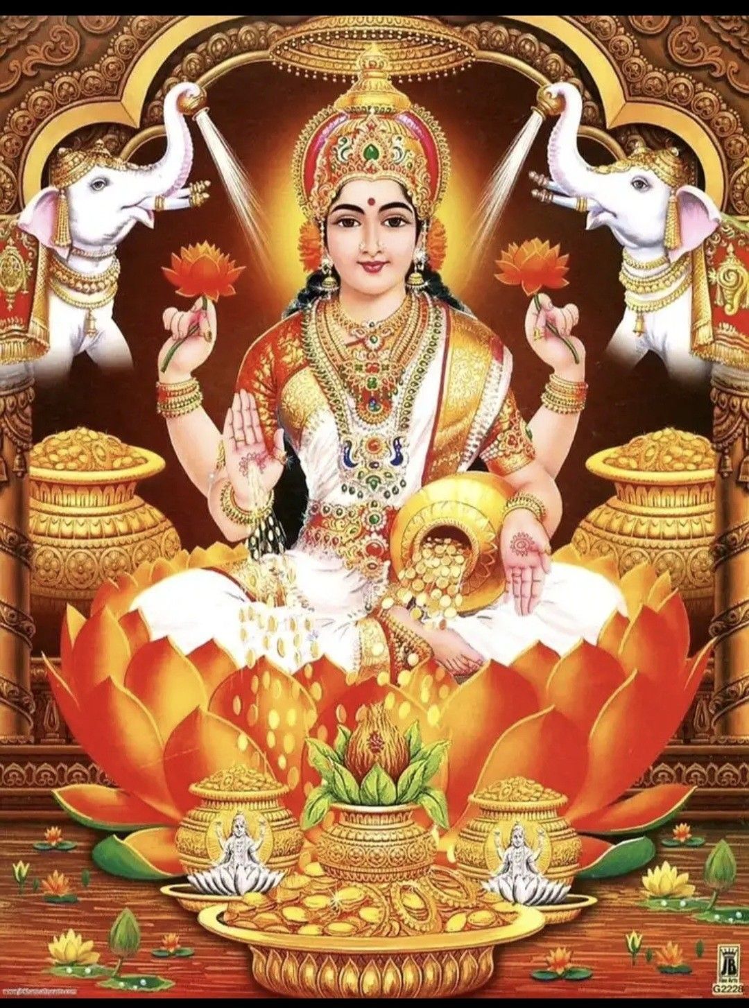 Goddess Lakshmi seated on a lotus