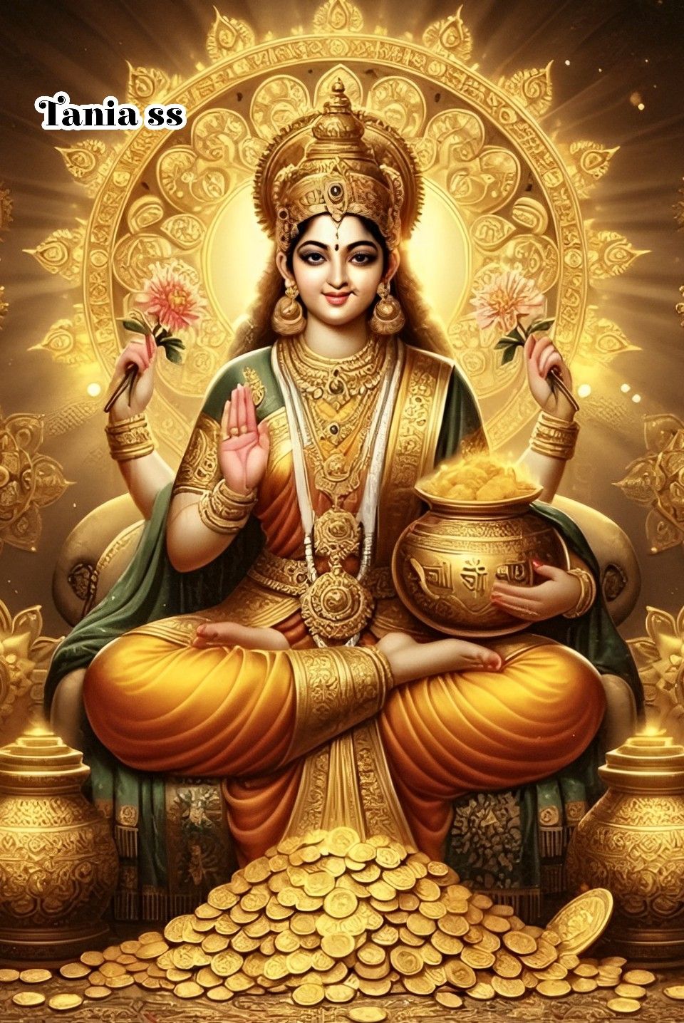 Lakshmi Maa seated on a lotus