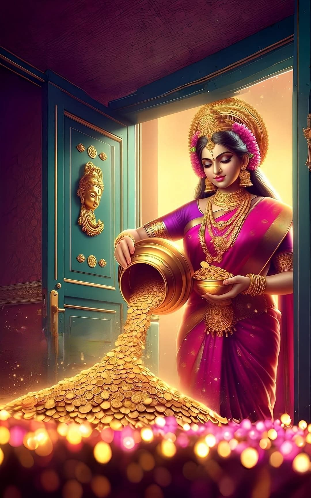 Lakshmi Maa pouring golden coins