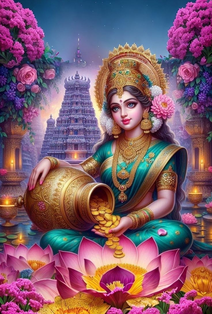 Lakshmi Maa showering gold coins