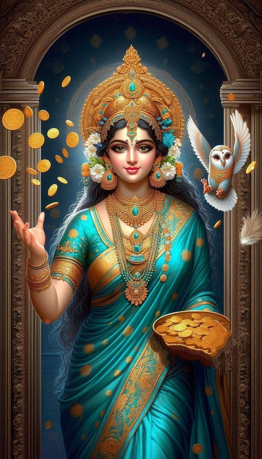 Goddess Lakshmi bestows golden blessings