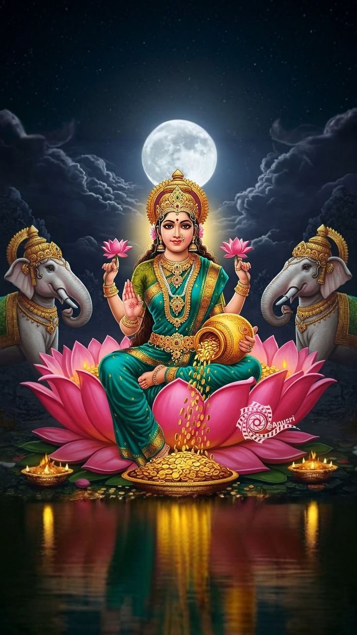 Lakshmi Maa seated on a lotus