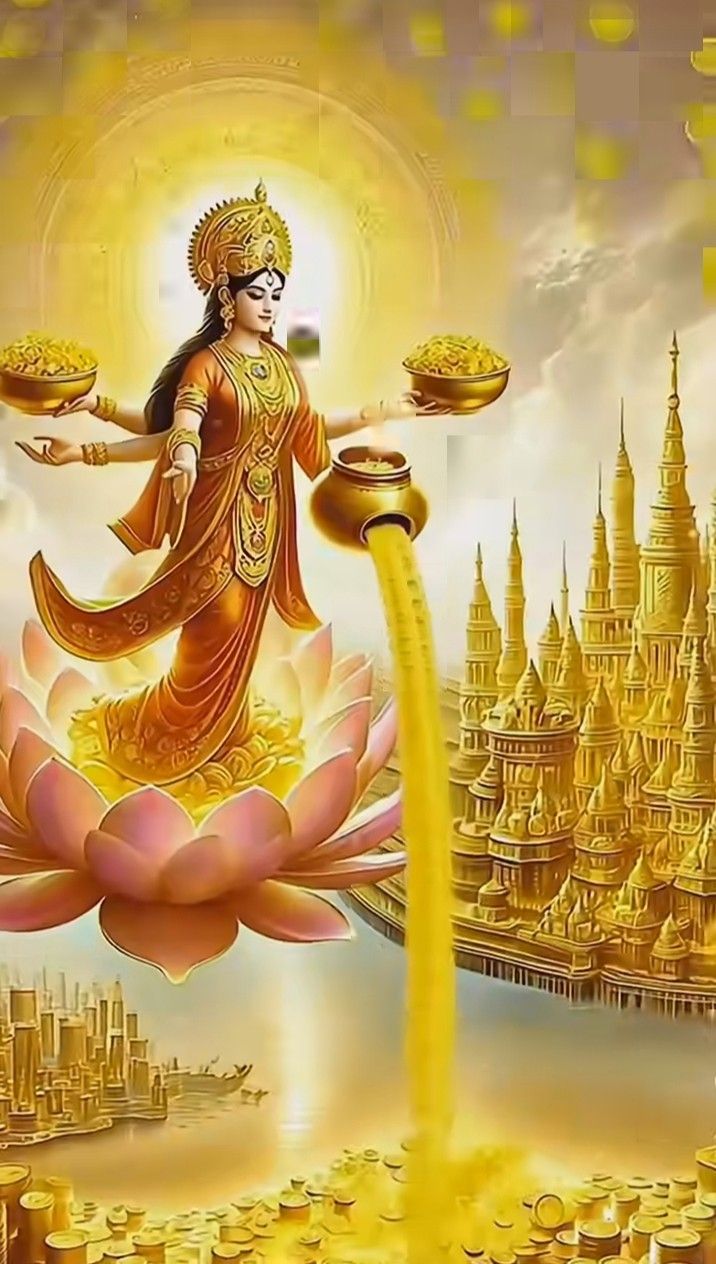 Lakshmi Maa showering gold coins blessing