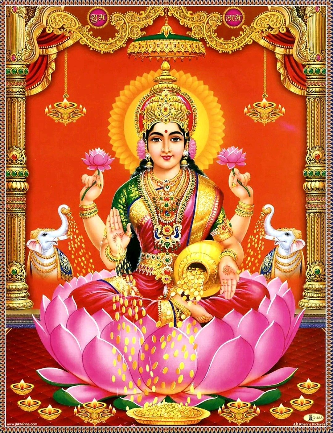 Goddess Lakshmi on Lotus Flower