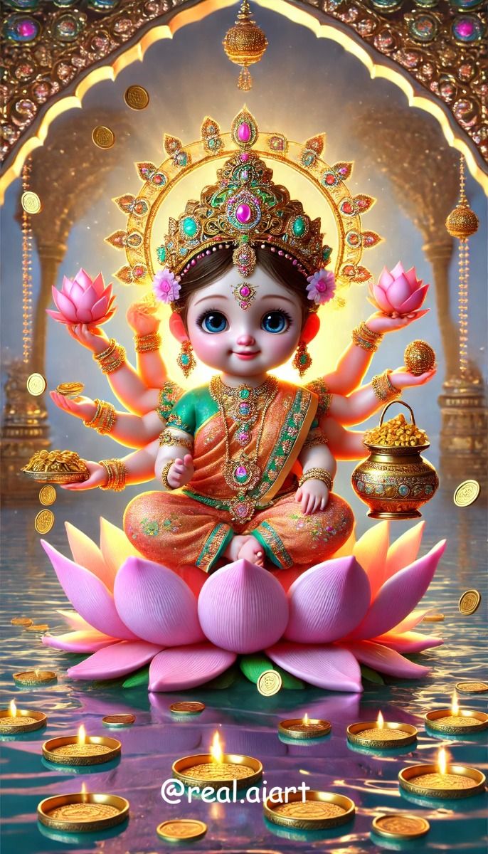 Lakshmi Maa seated on a lotus