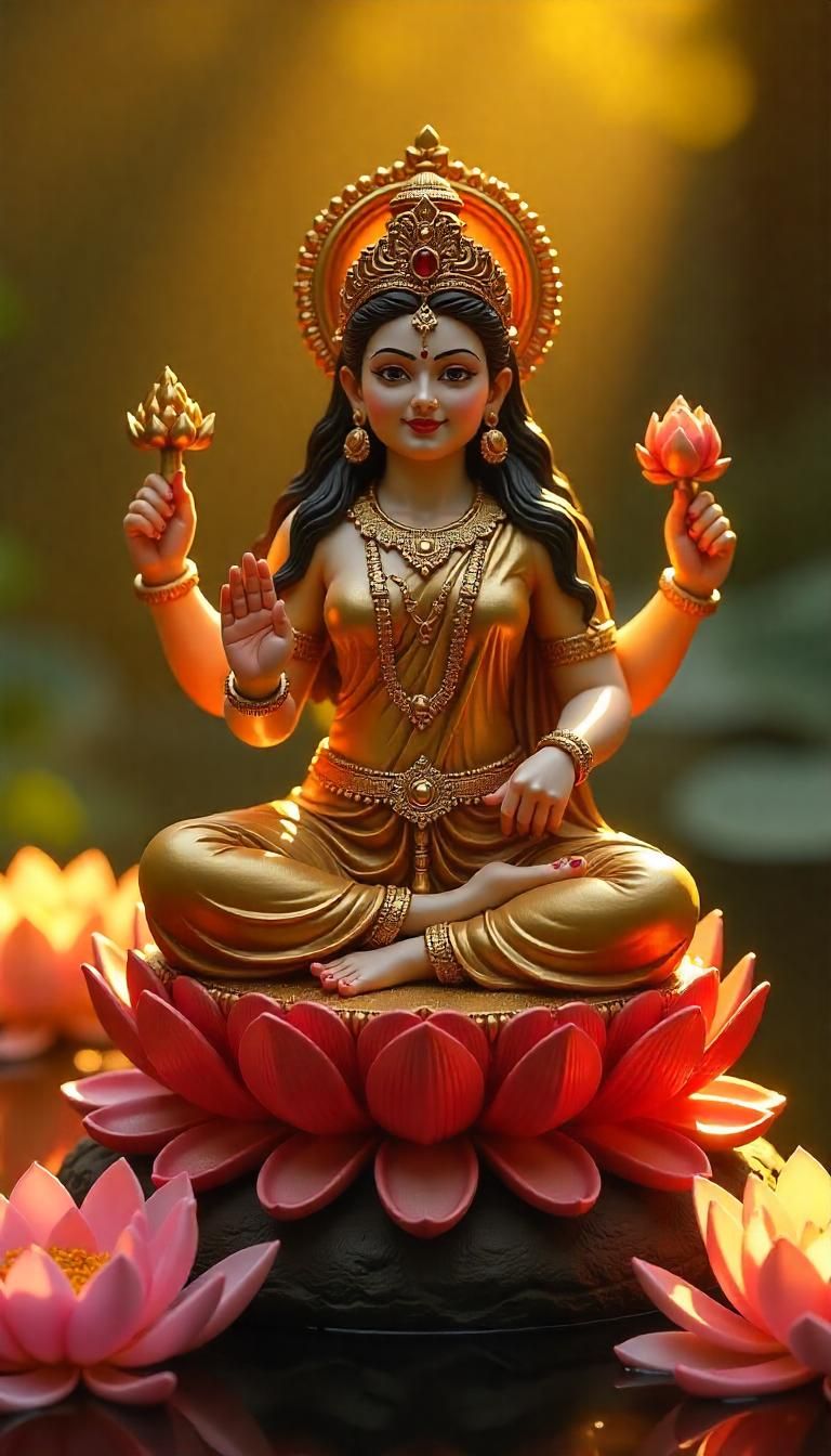 Lakshmi Maa seated on a lotus