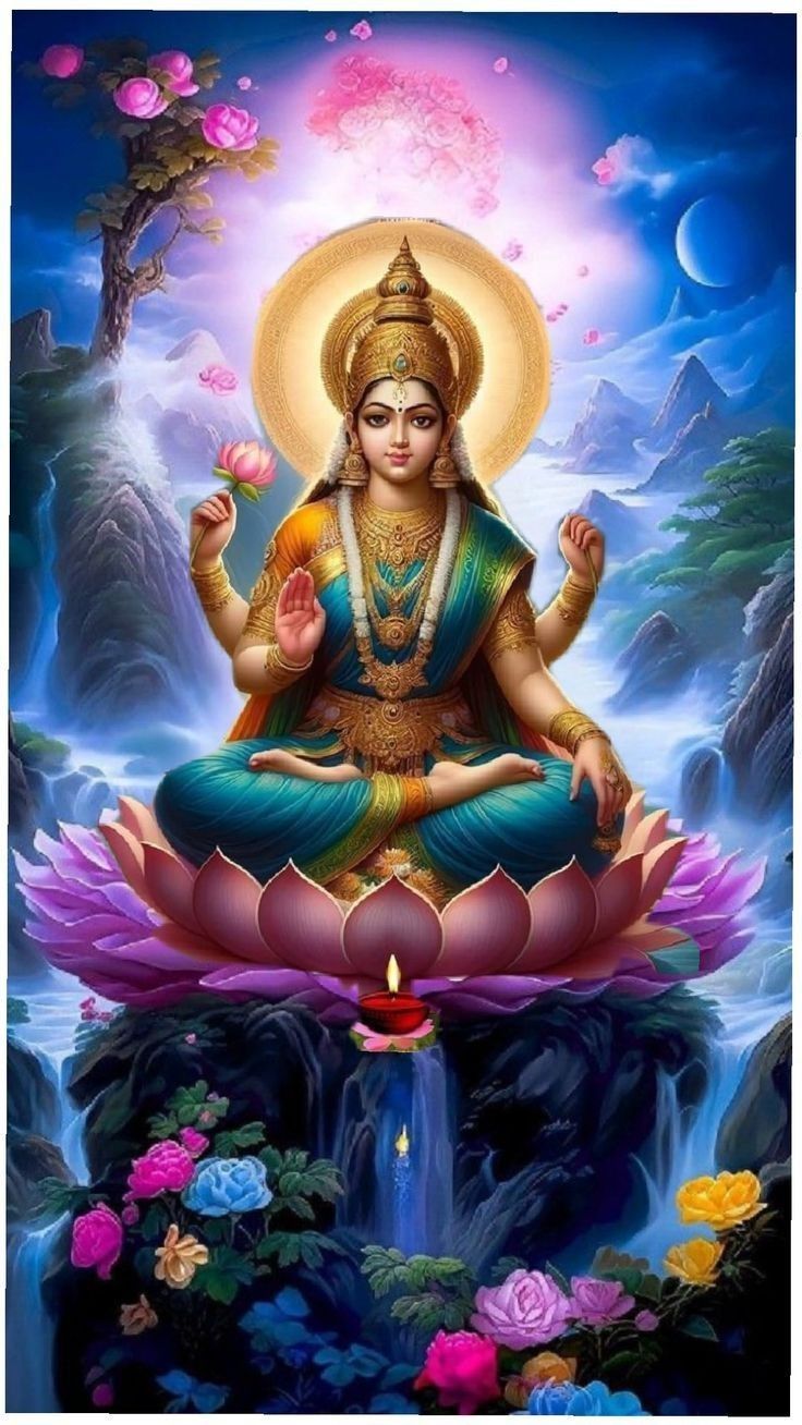 Lakshmi Maa seated on lotus flower