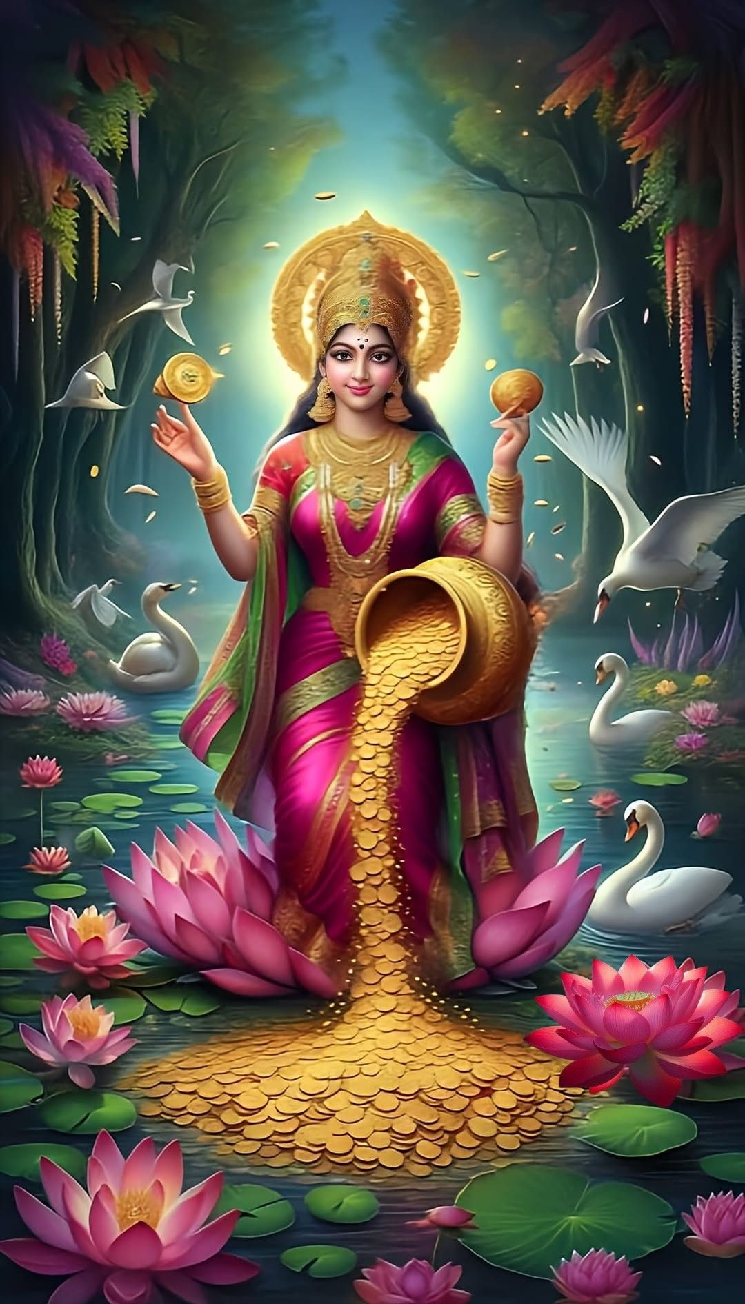 Lakshmi Maa showering golden coins