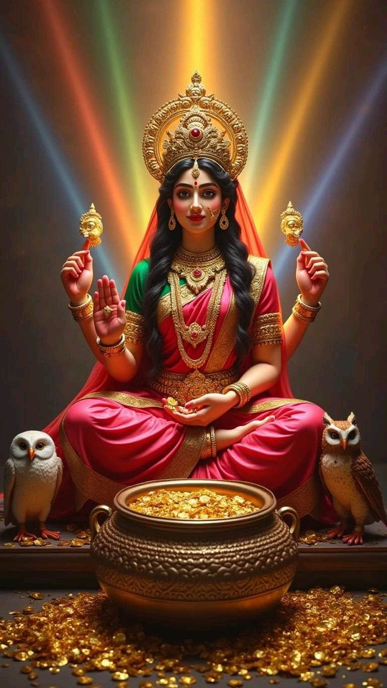 Goddess Lakshmi bestows golden blessings.