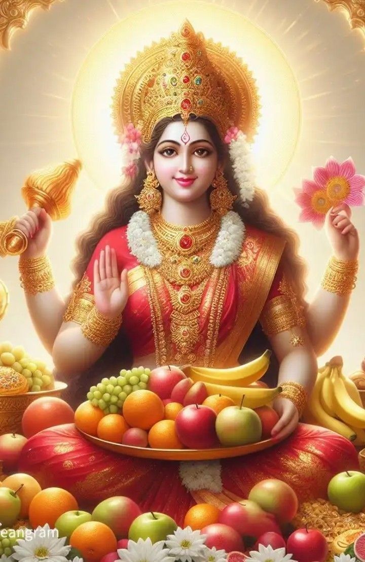 Goddess Lakshmi showering blessings and abundance.