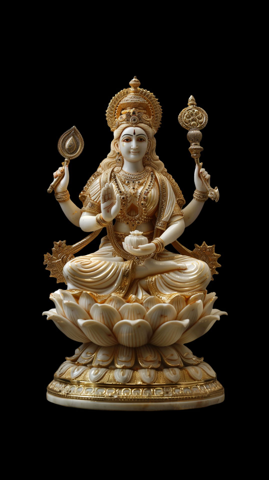 Goddess Lakshmi seated on a lotus