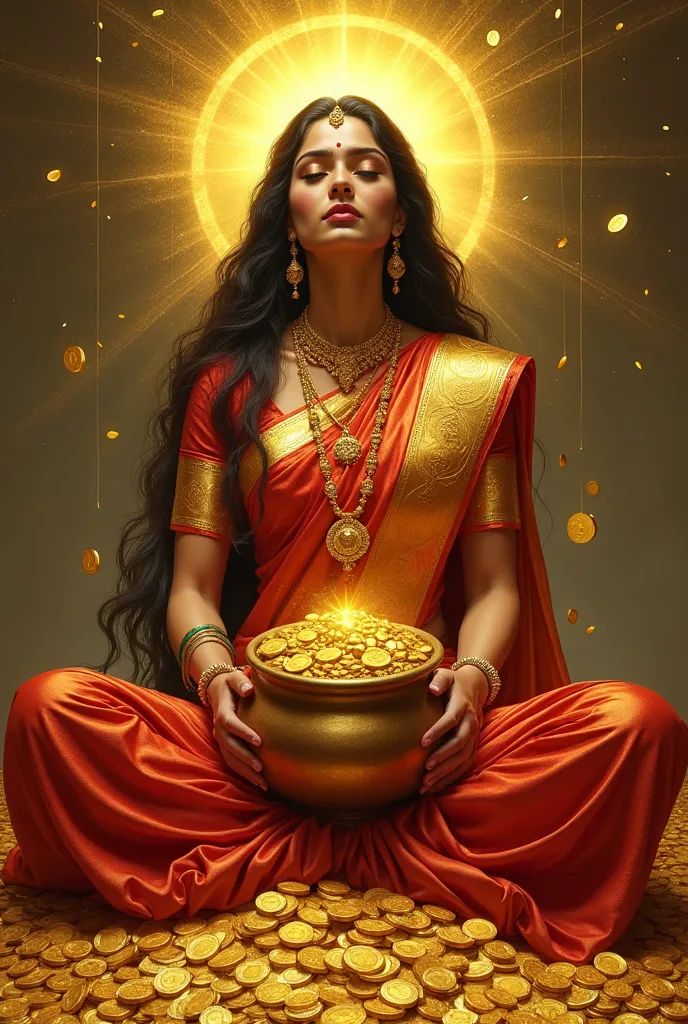 Lakshmi Maa radiating golden light.