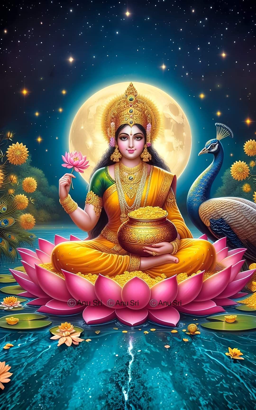 Lakshmi Maa seated on a lotus