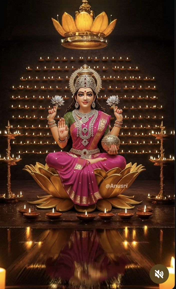 Lakshmi Maa seated on a lotus flower