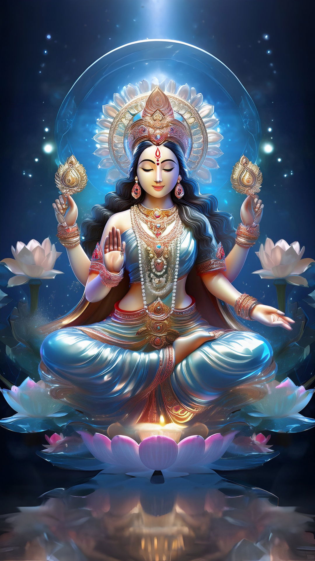 Goddess Lakshmi seated on a lotus