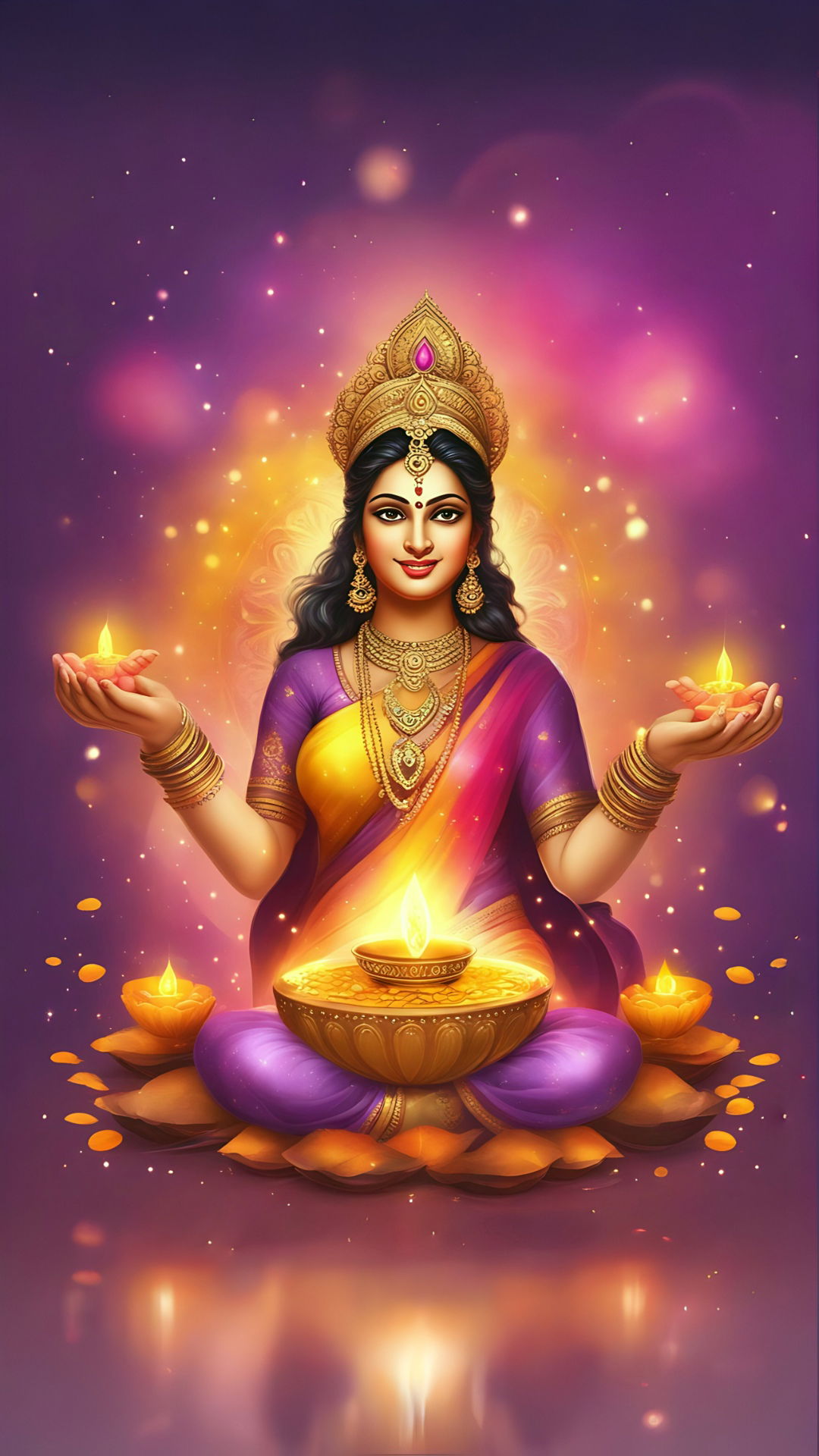 Lakshmi Maa holding diya blessings