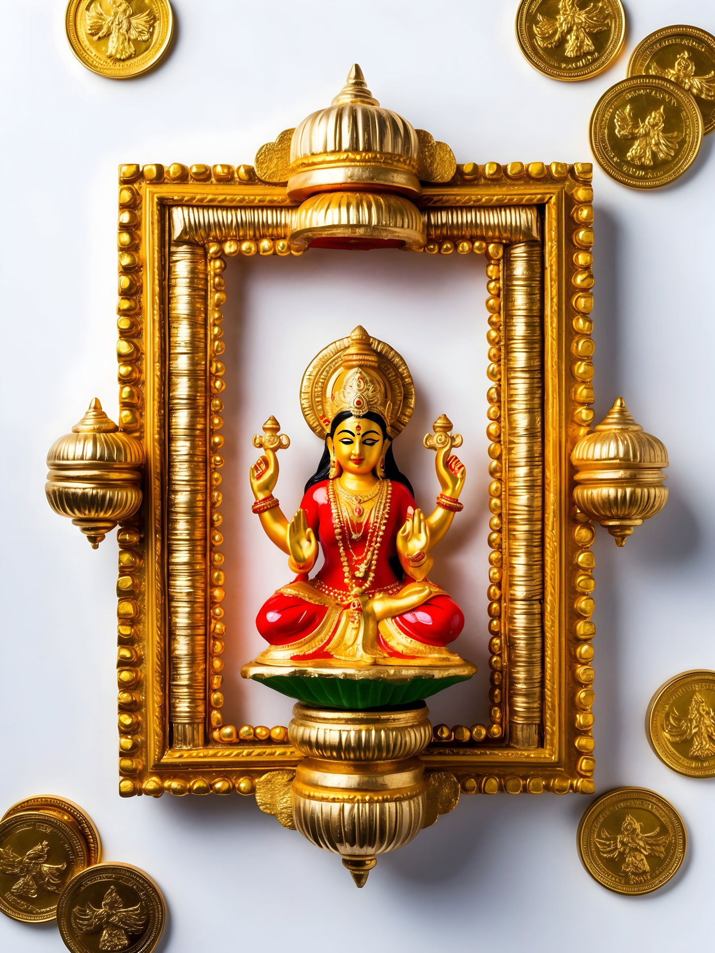 Lakshmi Maa in golden frame divine image