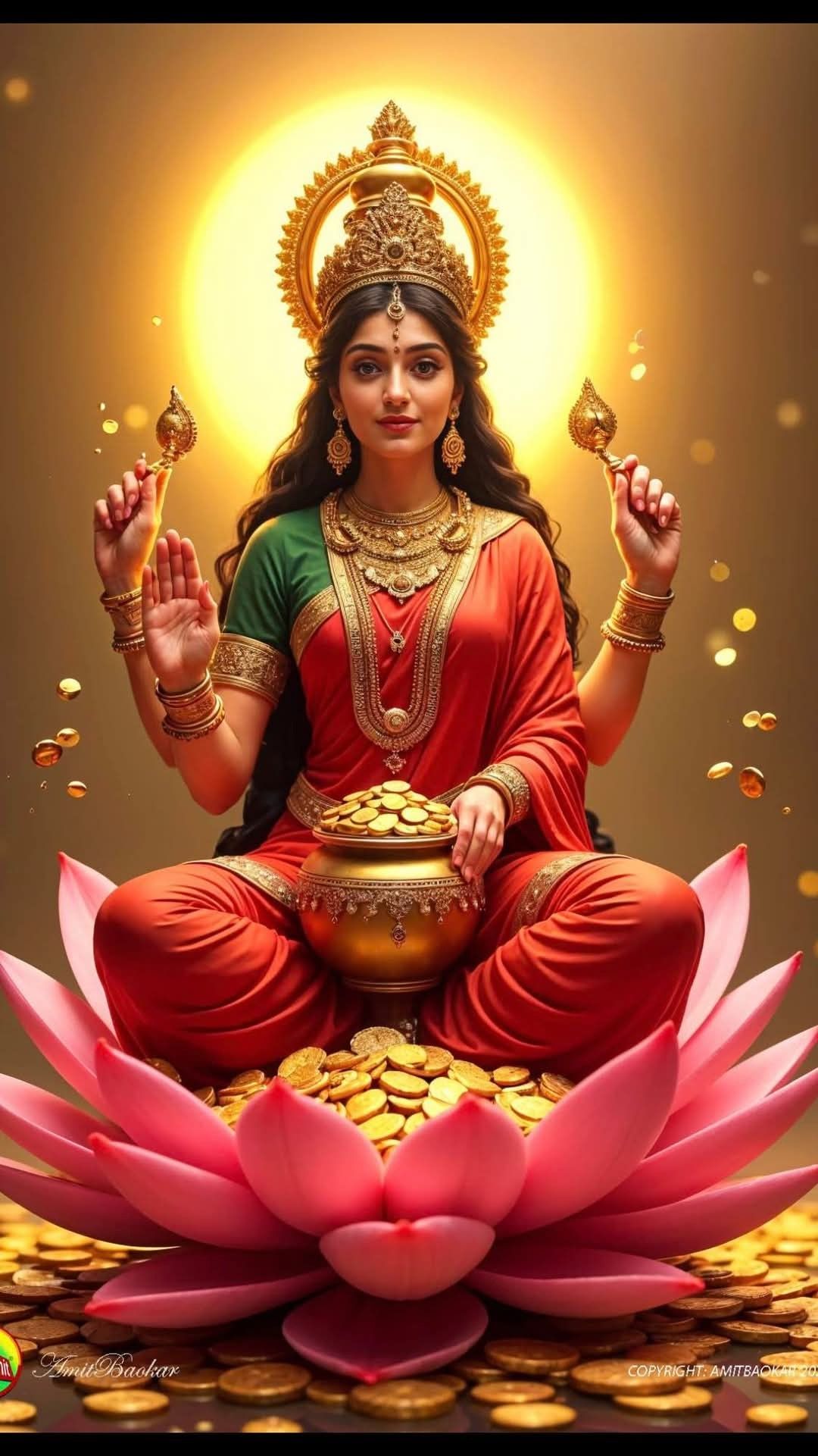 Lakshmi Maa seated on lotus flower