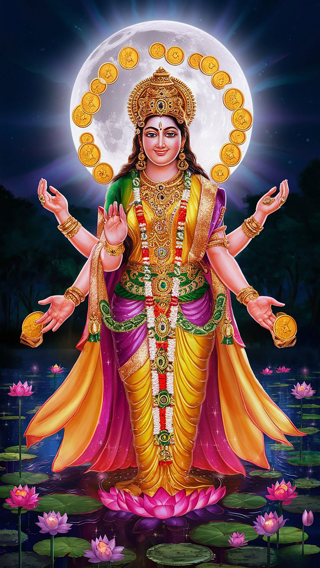 Lakshmi Maa showering golden coins