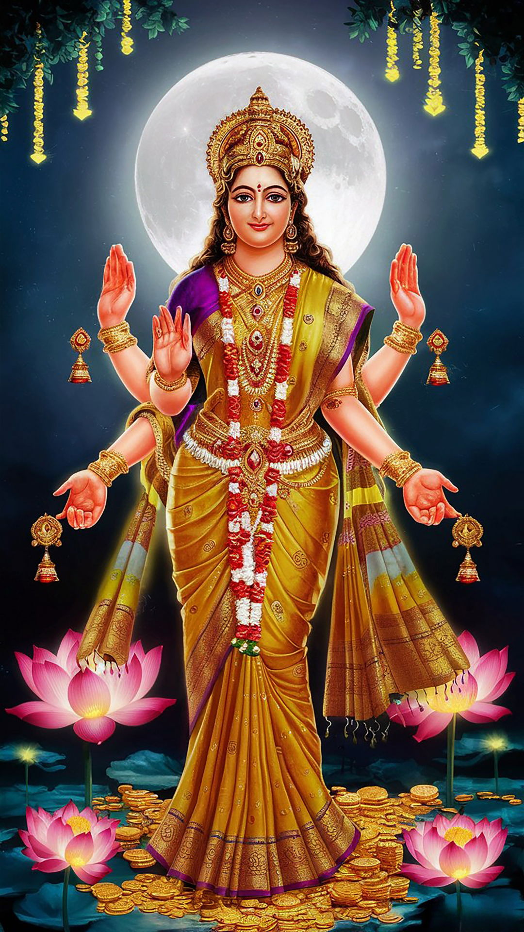 Goddess Lakshmi bestows blessings and wealth