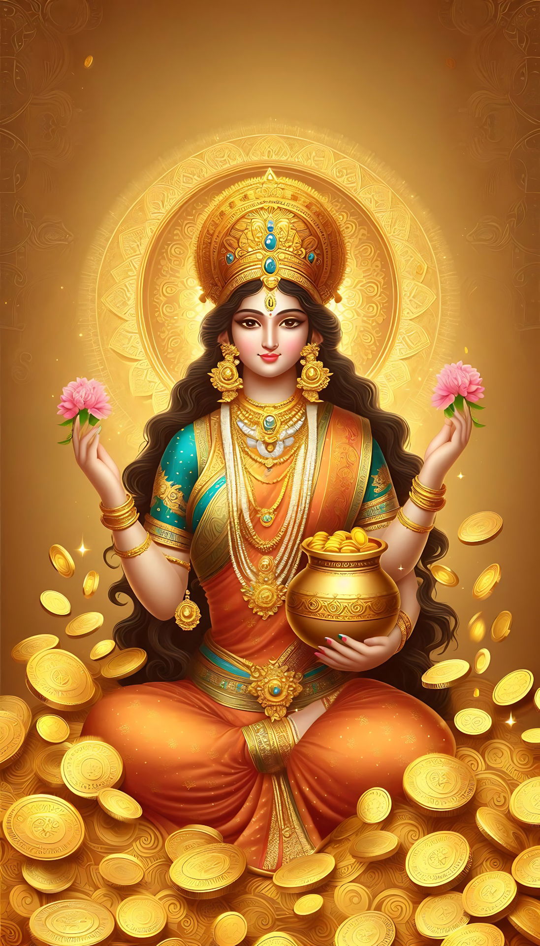 Goddess Lakshmi showering blessings of prosperity