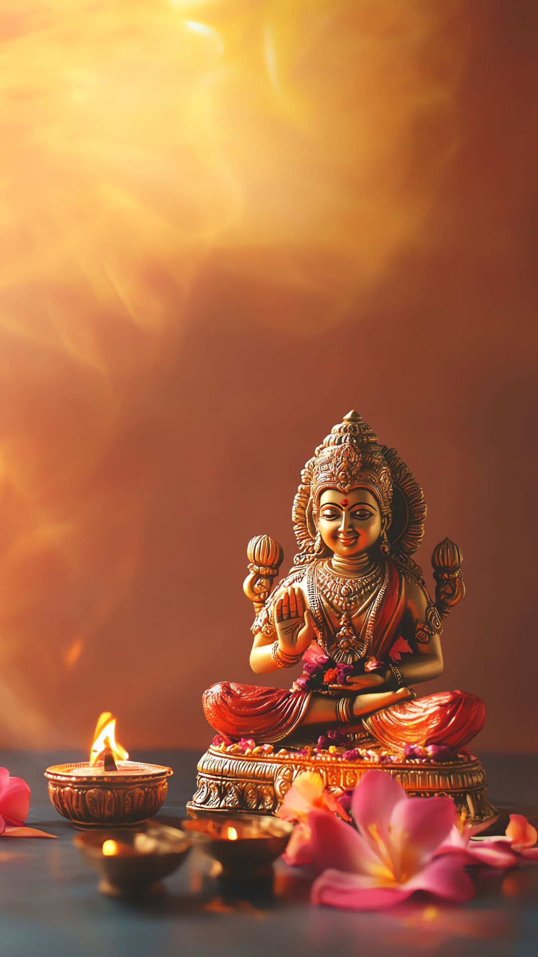 Goddess Lakshmi seated with lotuses