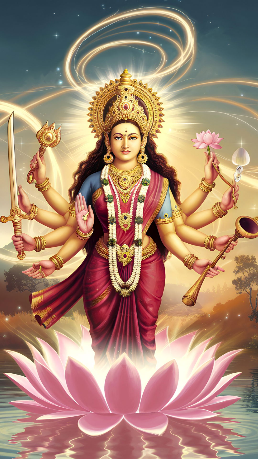 Lakshmi Maa with lotus and blessings