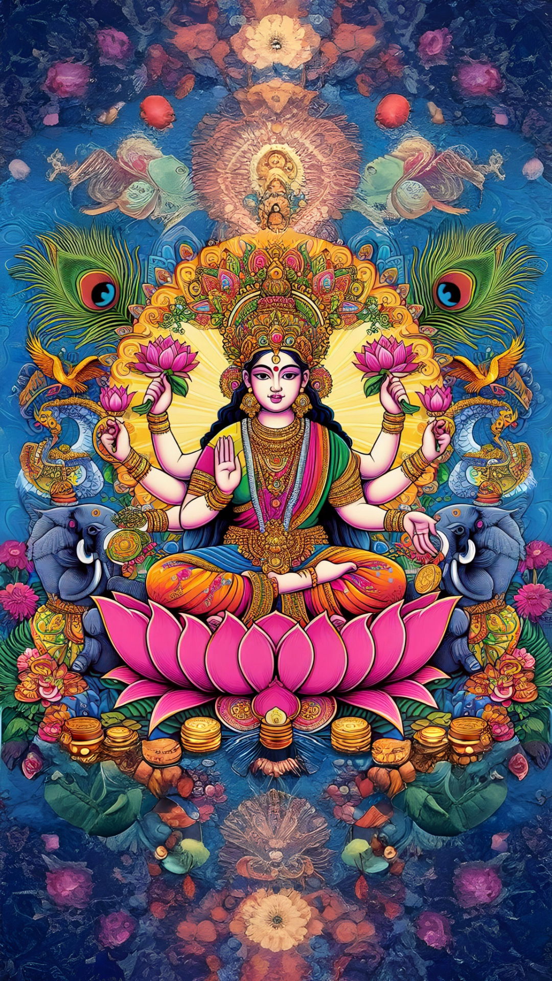 Goddess Lakshmi seated on a lotus