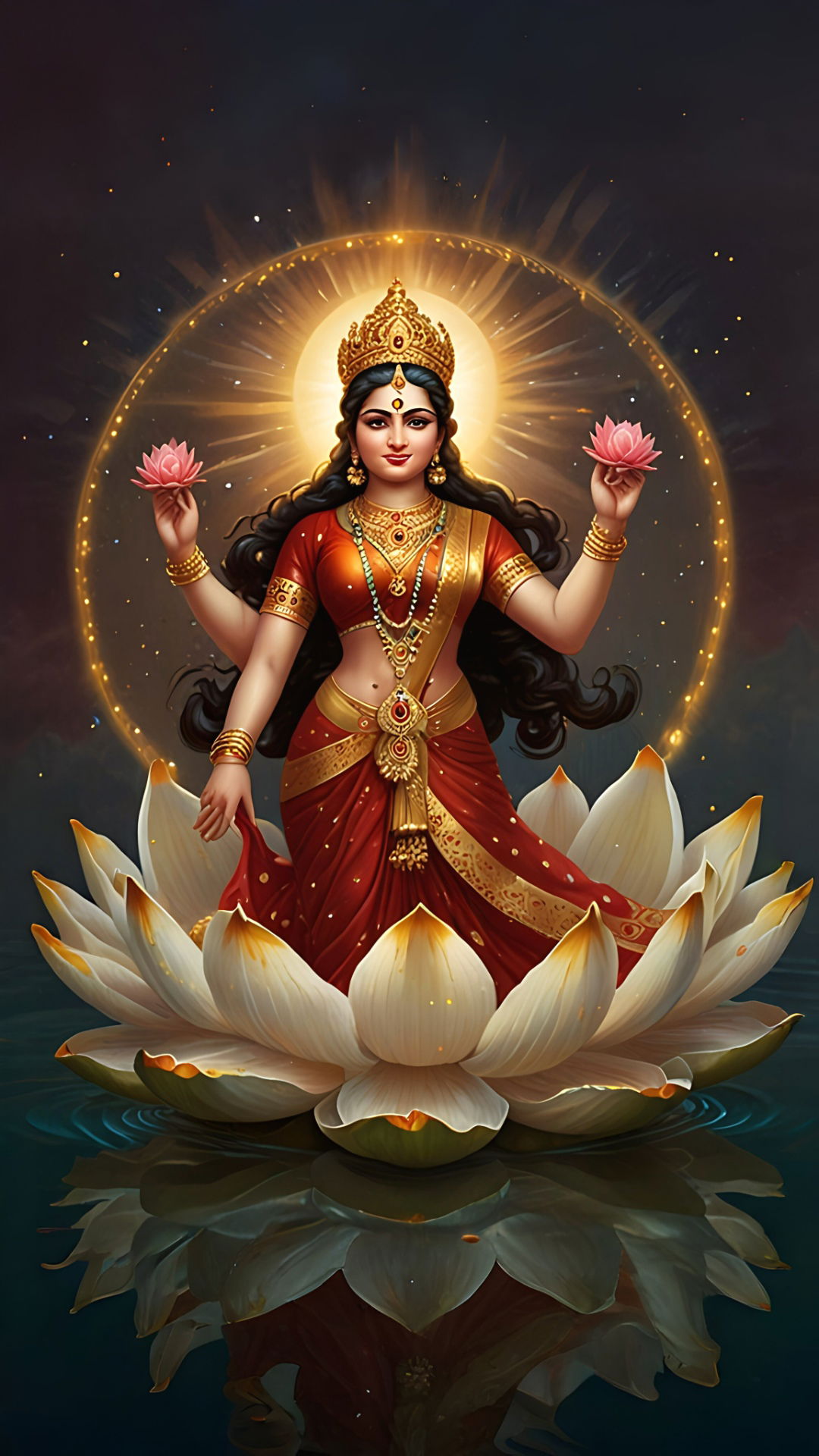 Lakshmi Maa seated on a lotus