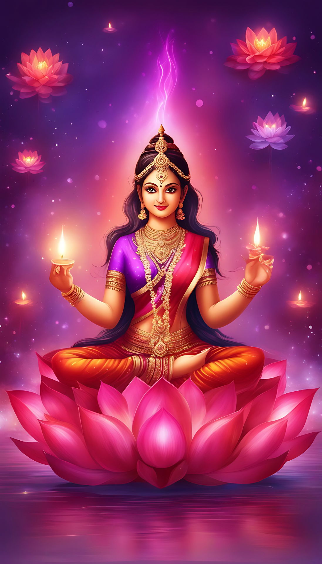 Lakshmi Maa seated on a lotus