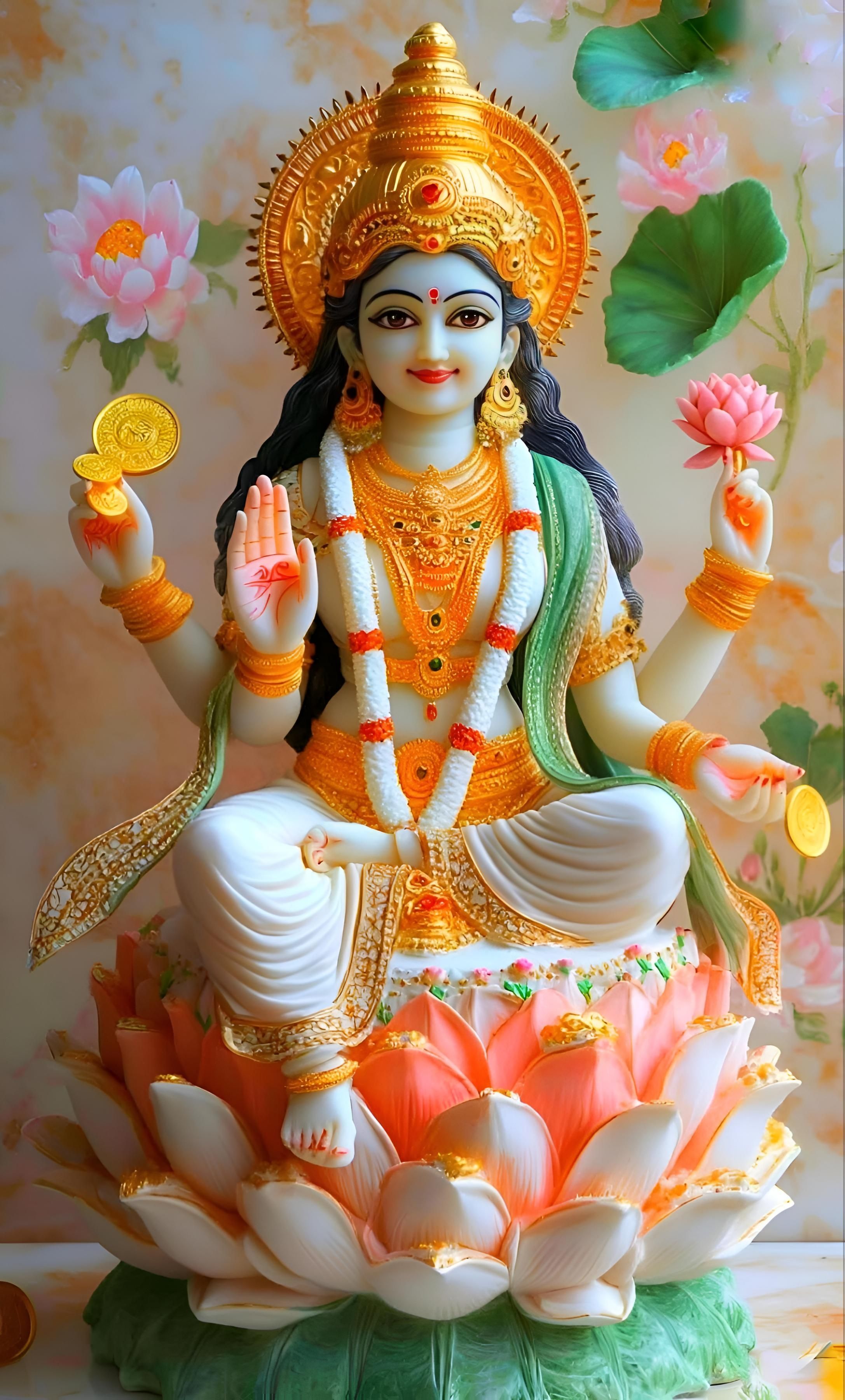 Lakshmi Maa seated on a lotus