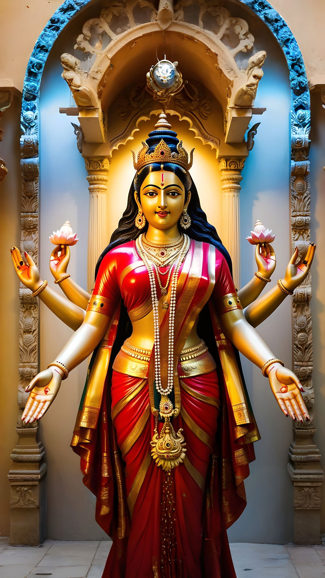 Lakshmi Maa holding lotus flowers