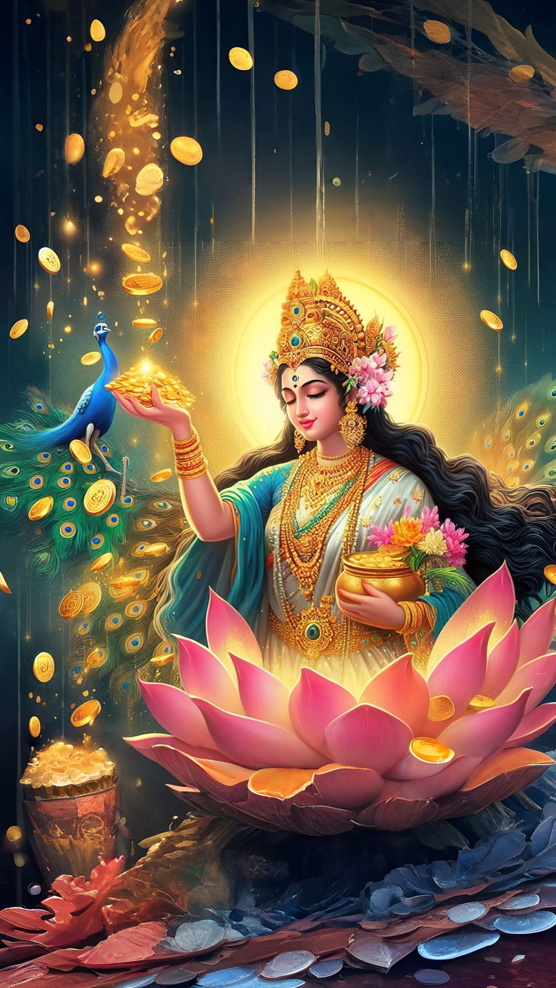 Lakshmi Maa showering golden coins