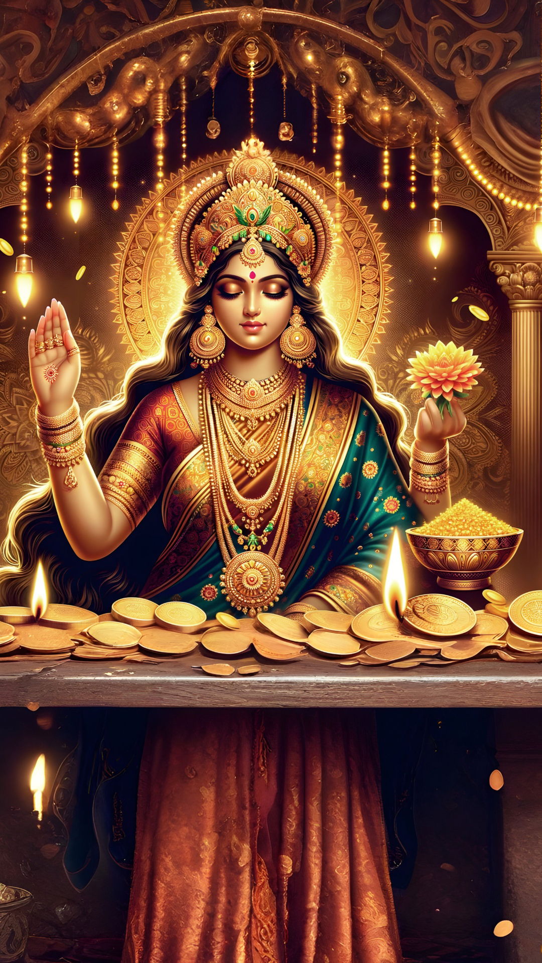 Goddess Lakshmi showering blessings and wealth