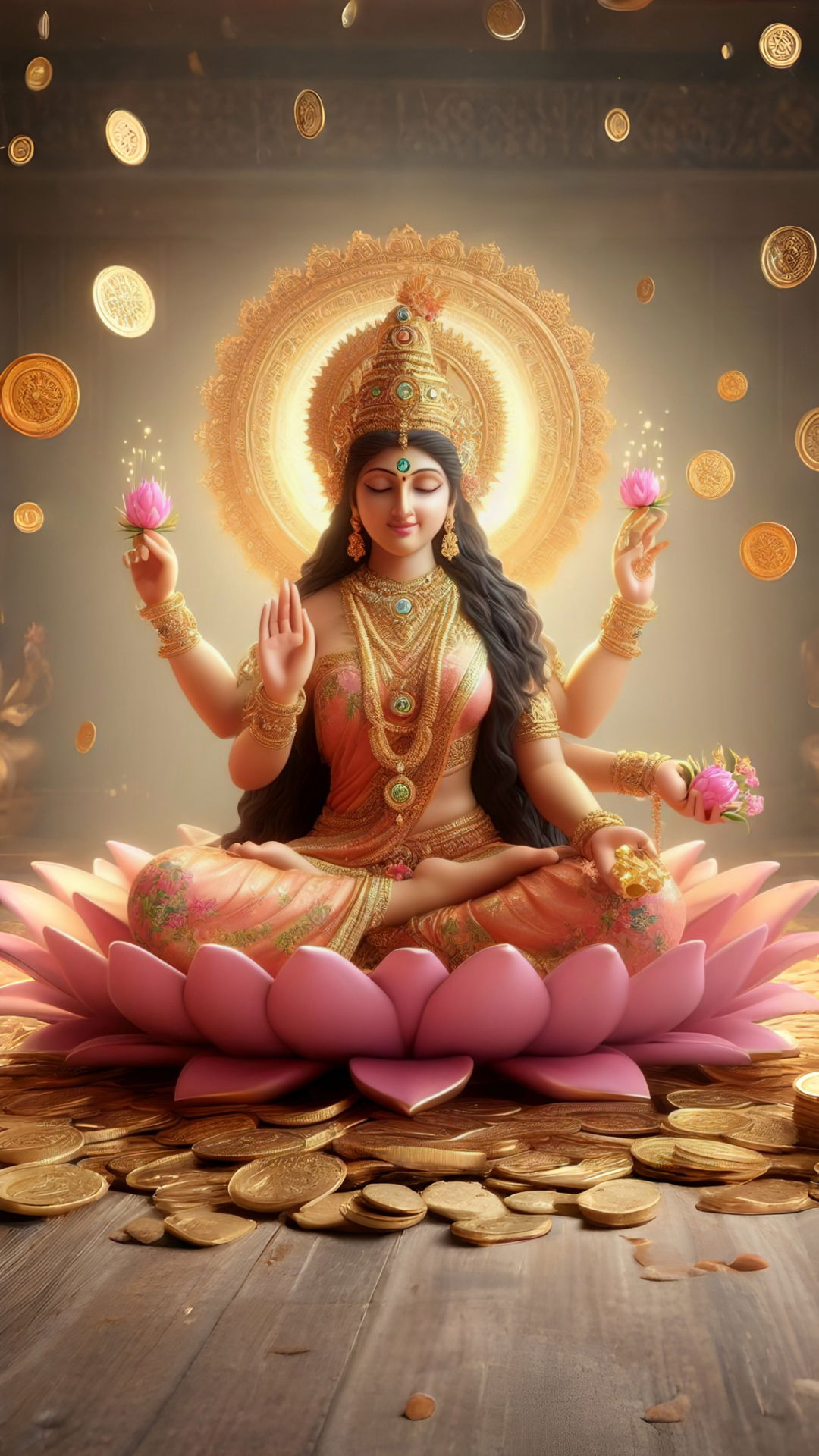 Lakshmi Maa seated on a lotus