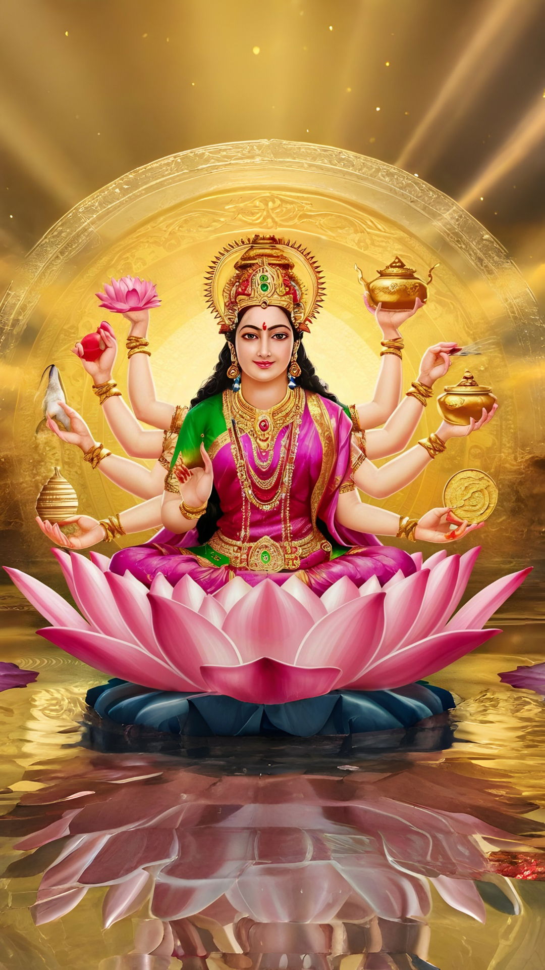 Goddess Lakshmi on a lotus flower