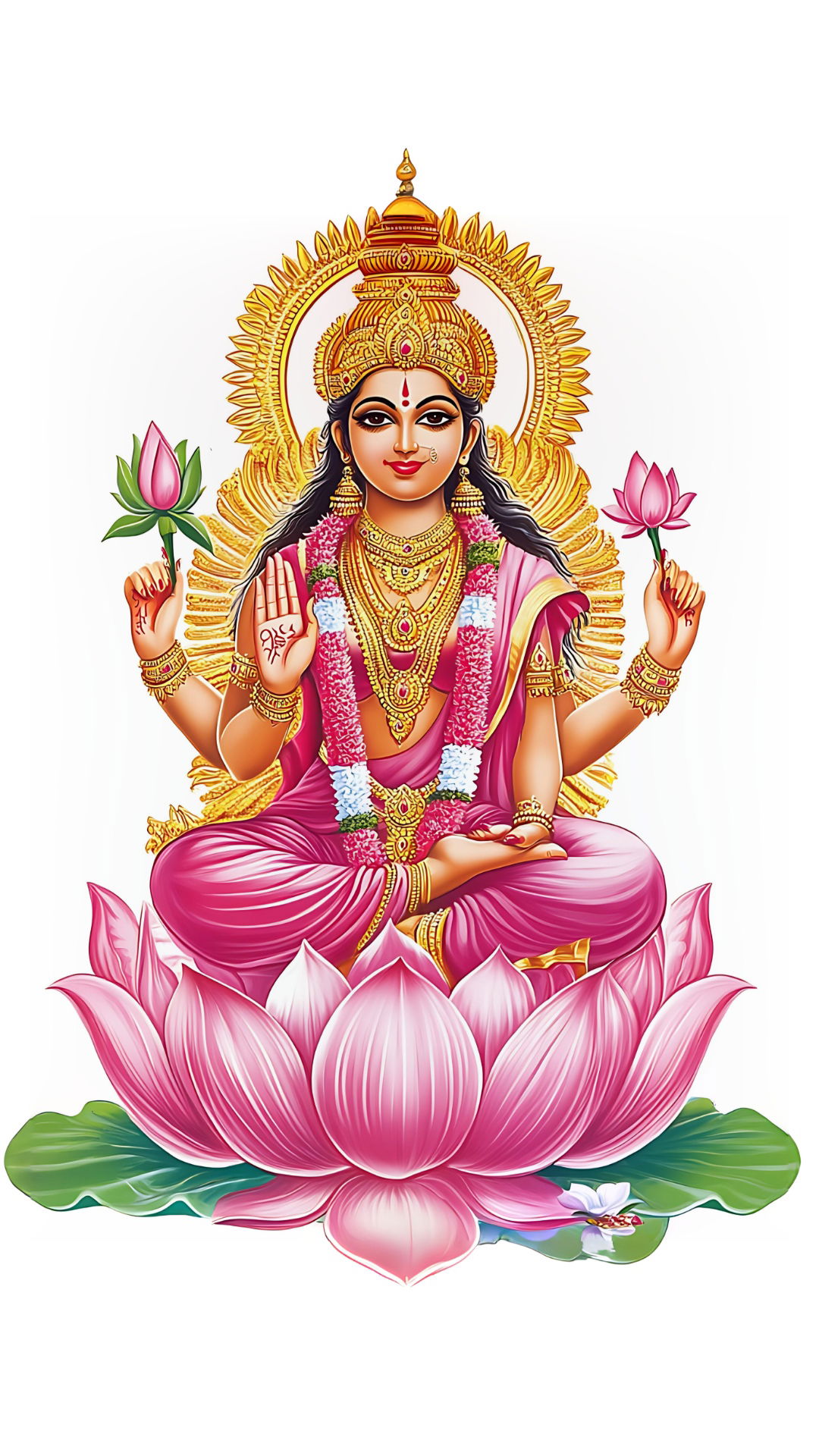 Lakshmi Maa seated on a lotus flower